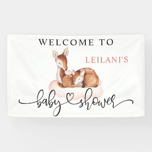 baby shower Waterverf Roze wolk welkom Spandoek