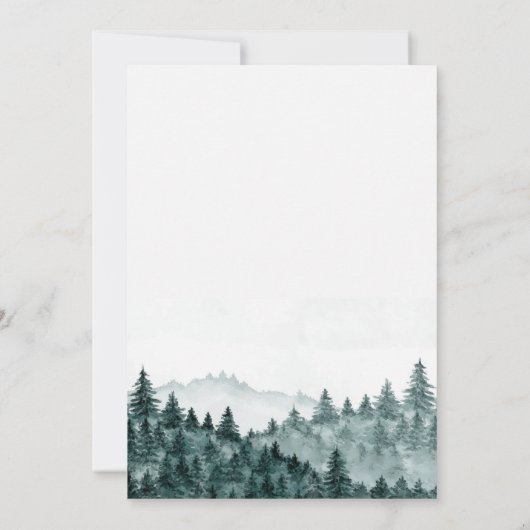 Baby shower waterverf rustige bosmontat kaart (Achterkant)