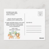 Baby Shower Waterverf Safari Dieren Bedankt Briefkaart (Achterkant)