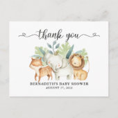 Baby Shower Waterverf Safari Dieren Bedankt Briefkaart (Voorkant)