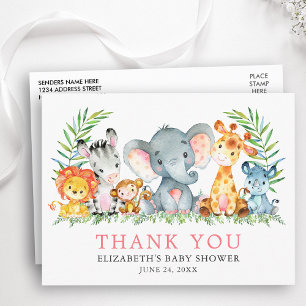 Baby Shower Waterverf Safari Dieren Bedankt Pk Briefkaart
