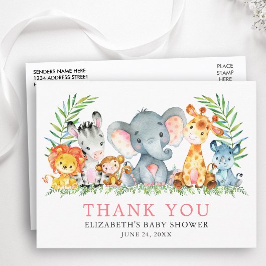 Baby Shower Waterverf Safari Dieren Bedankt Pk Briefkaart