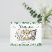 Baby shower Waterverf Safari Dieren Hartelijk dank Briefkaart (Staand voorkant)