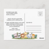 Baby shower Waterverf Safari Dieren Hartelijk dank Briefkaart (Achterkant)