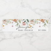 Baby shower Waterverf Stilleven Bloemen Drop Waterfles Etiket (Enkel label)