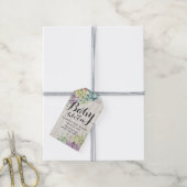 Baby shower Waterverf Succulente Planten Wit hout Cadeaulabel (Met Touw)