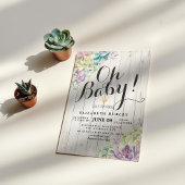 Baby shower Waterverf Succulente Planten Wit hout Kaart