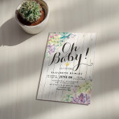 Baby shower Waterverf Succulente Planten Wit hout Kaart