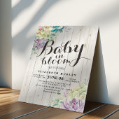 Baby shower Waterverf Succulente Planten Wit hout Kaart