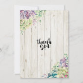 Baby shower Waterverf Succulente Planten Wit hout Kaart (Achterkant)