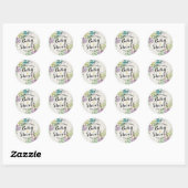 Baby shower Waterverf Succulente Planten Wit hout Ronde Sticker (Vel)