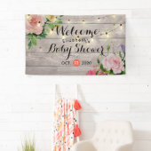 Baby shower Waterverf Succulente Planten Wit hout Spandoek (Insitu)