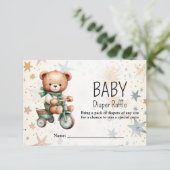Baby shower Waterverf Teddy Bear Party Informatiekaartje (Staand voorkant)