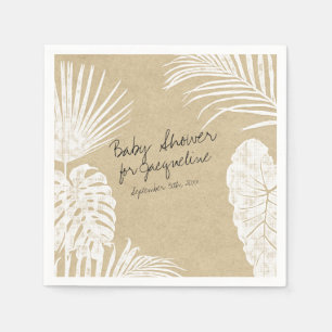 Baby shower Waterverf Tropical Leaf Coastal Kraft Servet
