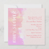 BABY SHOWER Waterverf Tropisch Roze Uitnodiging (Voorkant)