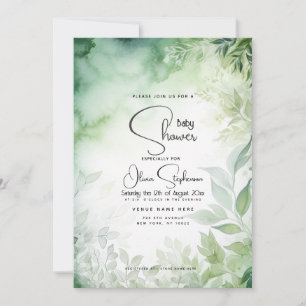 Baby shower- Waterverf Tuin QR Code Kaart
