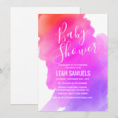 Baby shower Waterverf Uitnodiging (Voorkant / Achterkant)