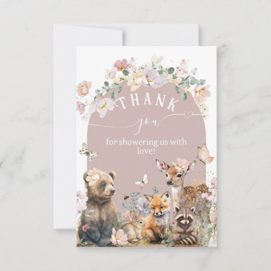 Baby shower waterverf van bosland bedankkaart (Voorkant)