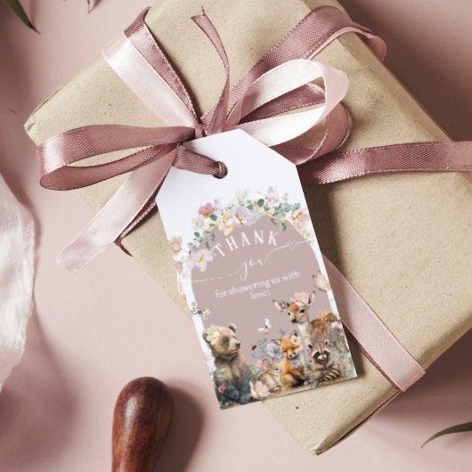 Baby shower waterverf van bosland cadeaulabel