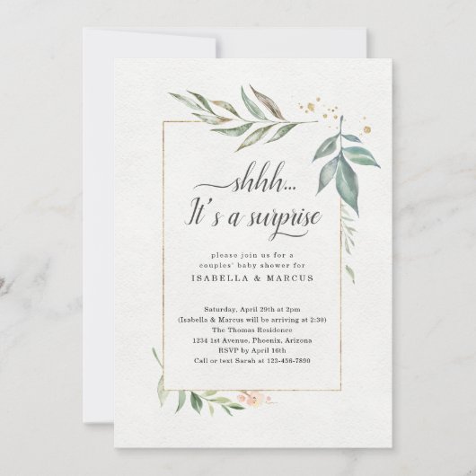 Baby shower Waterverf van surrogaatparen Kaart (Voorkant)