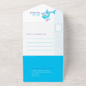 Baby shower waterverf Whale Blue Aqua All In One Uitnodiging (Buitenkant)