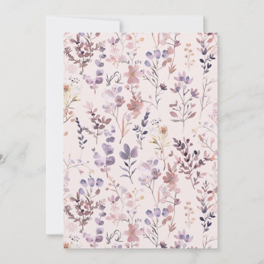 Baby shower Waterverf, Wildflower Dank u kaart (Achterkant)