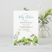 Baby shower Waterverf Witte Heron Mangroves Kaart (Staand voorkant)