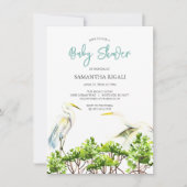 Baby shower Waterverf Witte Heron Mangroves Kaart (Voorkant)