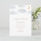 Baby shower Waterverf wolken en sterren Blauwe Kaart (Staand voorkant)