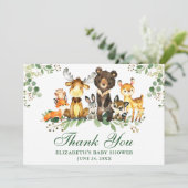 Baby shower Waterverf Woodland Animals Bedankkaart (Staand voorkant)