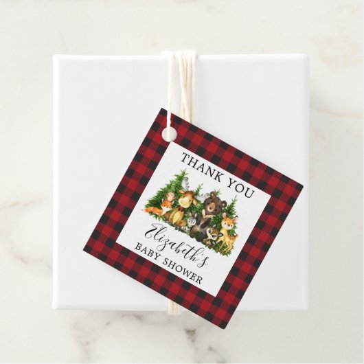 Baby shower Waterverf Woodland Dieren Rustiek Bedankjes Labels (In situ)