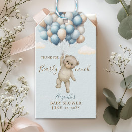 Baby Shower – “We Can Bearly Wait” Bear with ballo Cadeaulabel