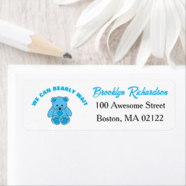 Baby Shower We Can Bearly Wait Blauwe Teddybeer Etiket