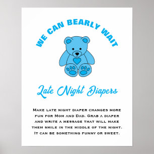 Baby Shower We Can Bearly Wait Late Night Luiers Poster