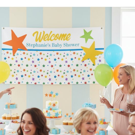 Baby Shower Welcome Banner - Colorful Stars