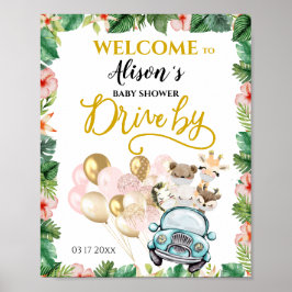 Baby shower WELCOME POSTER Safari Friends