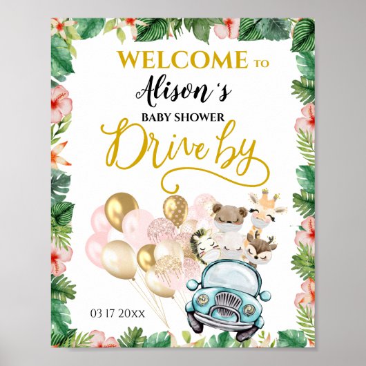 Baby shower WELCOME POSTER Safari Friends (Voorkant)