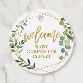 Baby shower welkom baby eucalyptus groen bedankjes labels
