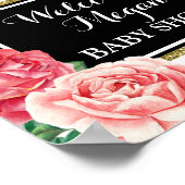 Baby shower Welkom Black Gold Pink Floral Poster (Hoek)