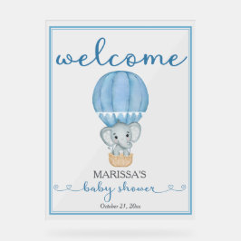 Baby shower Welkom Blauwe Olifant Acryl Bord