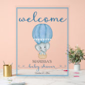 Baby shower Welkom Blauwe Olifant Acryl Bord (Huwelijk)
