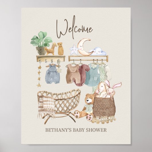 Baby shower Welkom Boho Nursery Theme Poster (Voorkant)