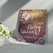 Baby Shower Welkom Bord Bloem Lichtjes Houten Kant Poster