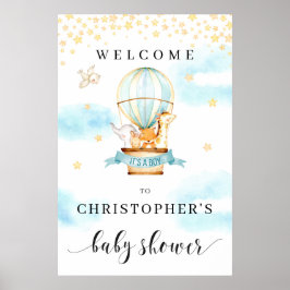 Baby shower welkom bord hete luchtballondieren poster