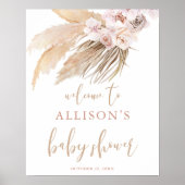 Baby shower welkom bord voor pampas grasboho thema poster (Voorkant)