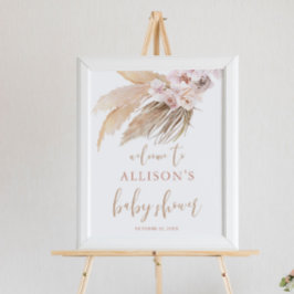 Baby shower welkom bord voor pampas grasboho thema poster