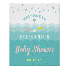 Baby shower Welkom Cute Ocean Hearts Perfect Poster