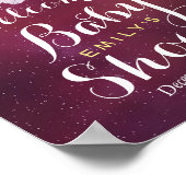 Baby shower Welkom Floral Feathers Burgundy Red Poster (Hoek)