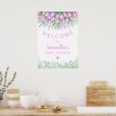 Baby shower Welkom Floral Lavender Tulip Greenery Poster (Keuken)