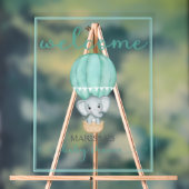 Baby shower Welkom Groene Olifant Acryl Bord (Neutraal)